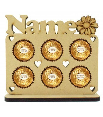 6mm Personalised Name with Flower Plaque Ferrero Rocher Holder on a Stand